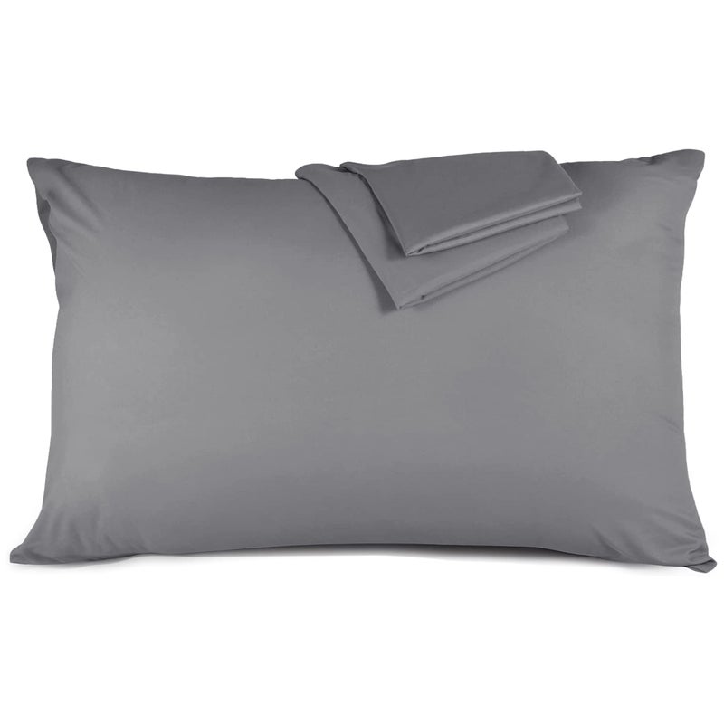 Hafaa Pillow Cases 2 Pack Brushed Microfiber Plain Grey Pillow Cases with Envelop Closure  Wrinkle  Fade Resistant Pillow Cover 50x75 cm