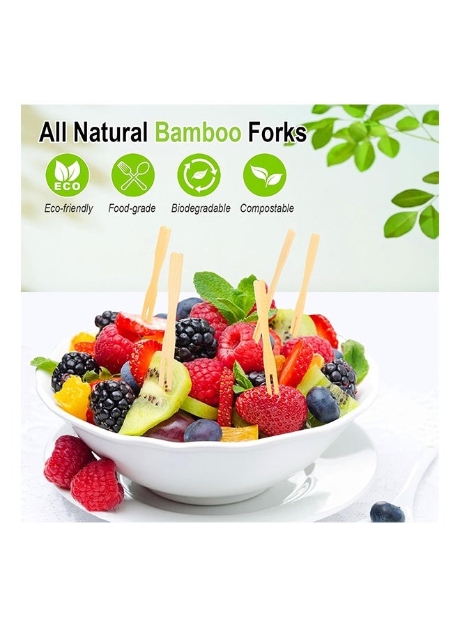 JOY TOUR 100 Bamboo Appetizer Forks, 3.5 Inch Mini Bamboo Forks for Charcuterie Boards Accessories, Fancy Toothpicks for Appetizers, Disposable Wooden Cocktail Fork, Small Fruit Food Picks for Party Supplies - Image 4