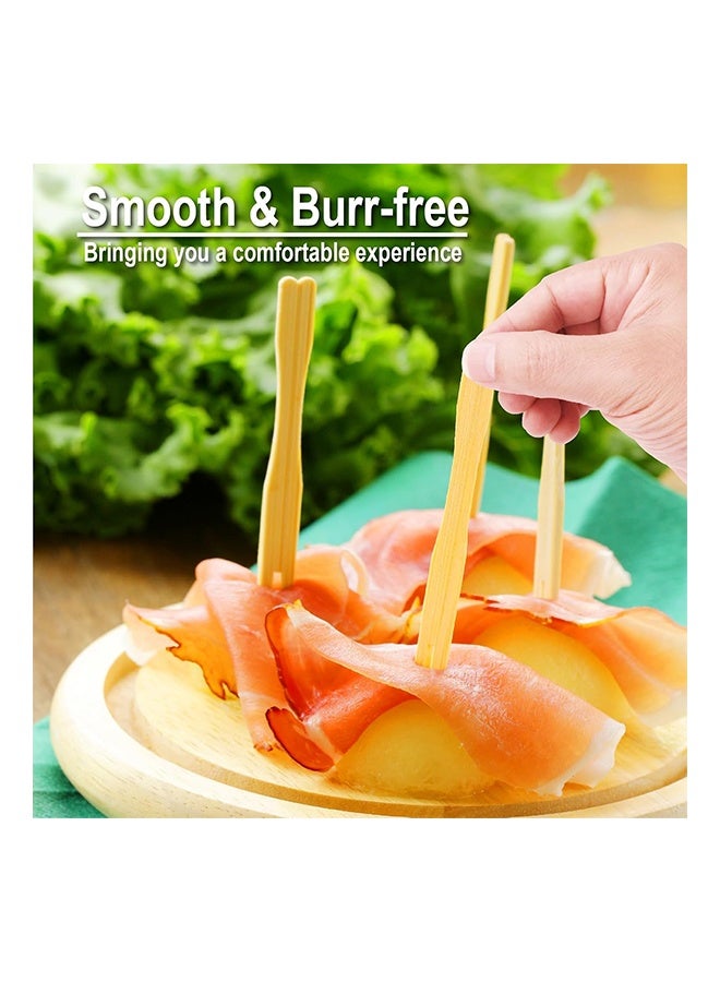 JOY TOUR 100 Bamboo Appetizer Forks, 3.5 Inch Mini Bamboo Forks for Charcuterie Boards Accessories, Fancy Toothpicks for Appetizers, Disposable Wooden Cocktail Fork, Small Fruit Food Picks for Party Supplies - Image 2
