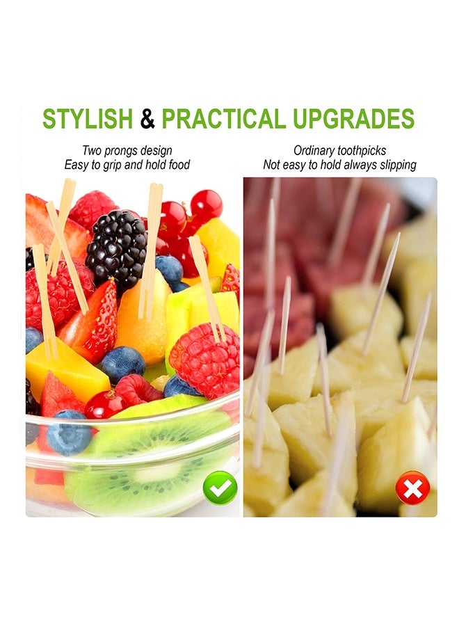 JOY TOUR 100 Bamboo Appetizer Forks, 3.5 Inch Mini Bamboo Forks for Charcuterie Boards Accessories, Fancy Toothpicks for Appetizers, Disposable Wooden Cocktail Fork, Small Fruit Food Picks for Party Supplies - Image 5