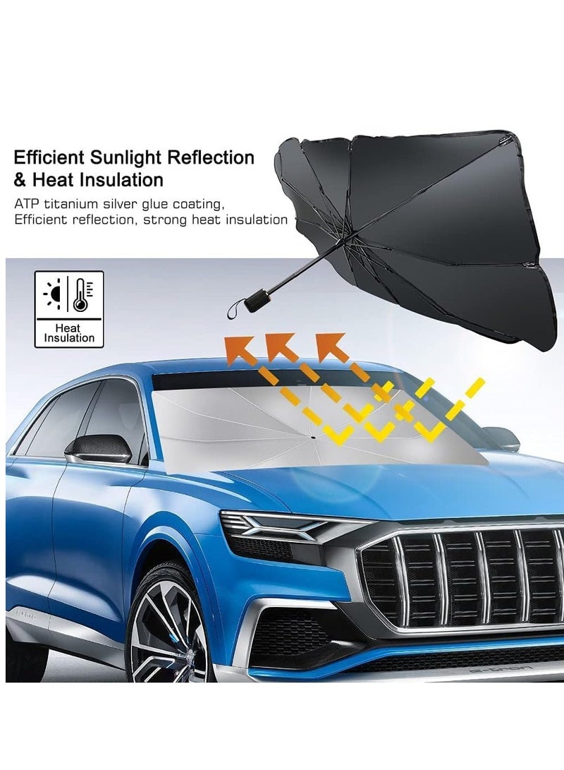 Car Sun Shade Windshield Umbrella,Front Windshield Reflective Sunshade,Car Sunshades for UV Ray Block & Sun Heat Protection,Keep Your Vehicle Cool(55.2x31.5inch) - Image 2