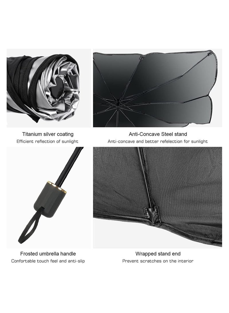 Car Sun Shade Windshield Umbrella,Front Windshield Reflective Sunshade,Car Sunshades for UV Ray Block & Sun Heat Protection,Keep Your Vehicle Cool(55.2x31.5inch) - Image 3