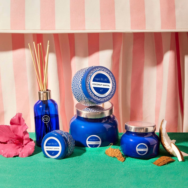 Capri Blue Coconut Santal Reed Diffuser Set - Includes Reed Diffuser Sticks, Fragrance Oil, and Glass Bottle - Luxury Scented Room Fresheners - Cobalt Blue (8 fl oz) - Image 5