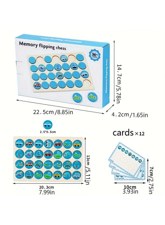 Car Themed Memory Match Puzzle Game Educational Wooden Toys For Kids Thinking Training - Image 1