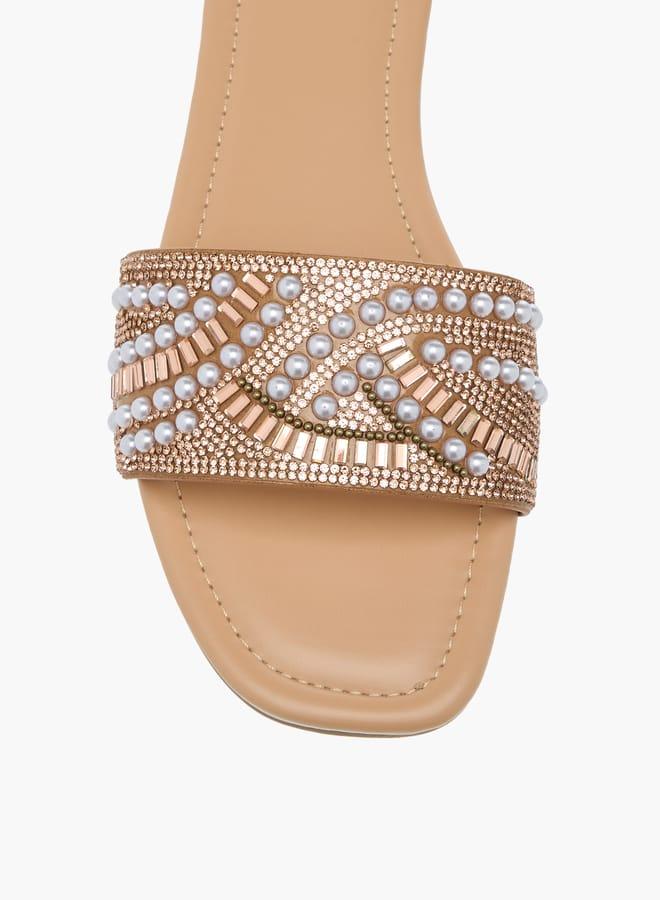 سيليست صنادل نسائية مسطحة مزينة سهلة الارتداء - Image 4