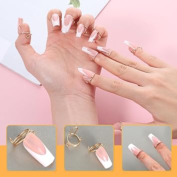 oruola أورولا 10 قطع خواتم أظافر معدنية قابلة للتعديل خواتم أظافر مزيفة قابلة لإعادة الاستخدام خواتم أظافر ذهبية أدوات فن الأظافر ملحقات تزيين الأظافر للنساء والفتيات بدون حاجة للصمغ - Image 4