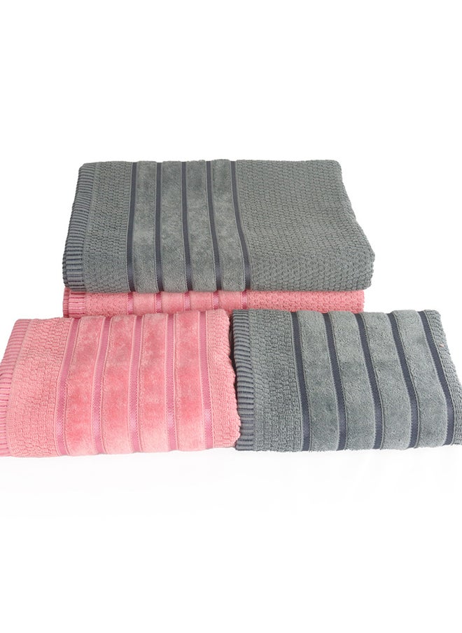 Towel 4 Piece Bathroom  Set SALERINO 525 GSM 100% Cotton Terry 2 Bath  70X140 cm & 2 Hand  50x90 cm Pink & Grey Color Soft Feel Super Absorbent - pzsku/Z2A90D8C557E7C2CEA542Z/45/_/1697099393/5c3724b7-6b52-4db6-8548-c82b35ed4c07