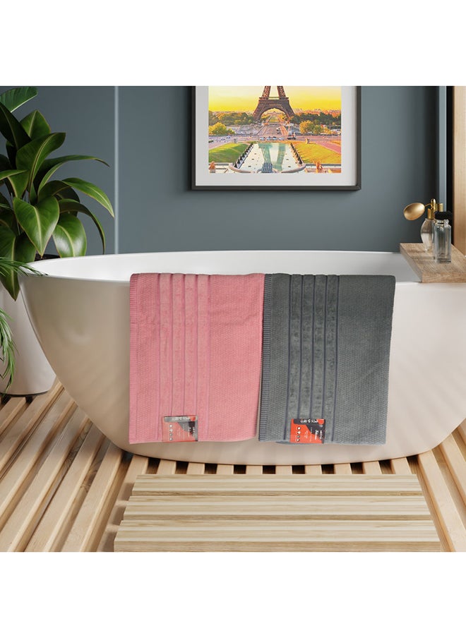 Towel 4 Piece Bathroom  Set SALERINO 525 GSM 100% Cotton Terry 2 Bath  70X140 cm & 2 Hand  50x90 cm Pink & Grey Color Soft Feel Super Absorbent - pzsku/Z2A90D8C557E7C2CEA542Z/45/_/1697099393/c36032af-6bf0-4b12-9eda-a9c3620205b2