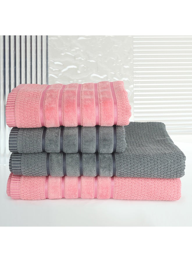 Towel 4 Piece Bathroom  Set SALERINO 525 GSM 100% Cotton Terry 2 Bath  70X140 cm & 2 Hand  50x90 cm Pink & Grey Color Soft Feel Super Absorbent - pzsku/Z2A90D8C557E7C2CEA542Z/45/_/1697099394/bafaa88f-e964-4588-b683-3d15882de5f8