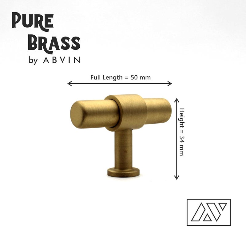 ABVIN Premium Solid Brass Round Cabinet Bar Pull Handles Matt Gold Furniture Hardware Drawers Kitchens Cupboard Door Made of Brass 50mm Knob - Image 2