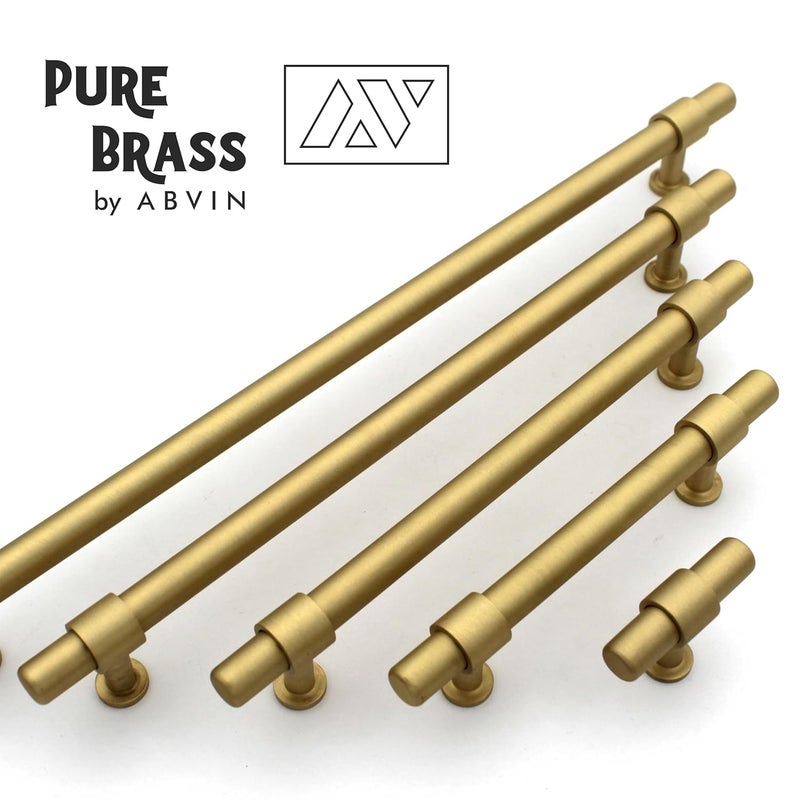 ABVIN Premium Solid Brass Round Cabinet Bar Pull Handles Matt Gold Furniture Hardware Drawers Kitchens Cupboard Door Made of Brass 50mm Knob - Image 4