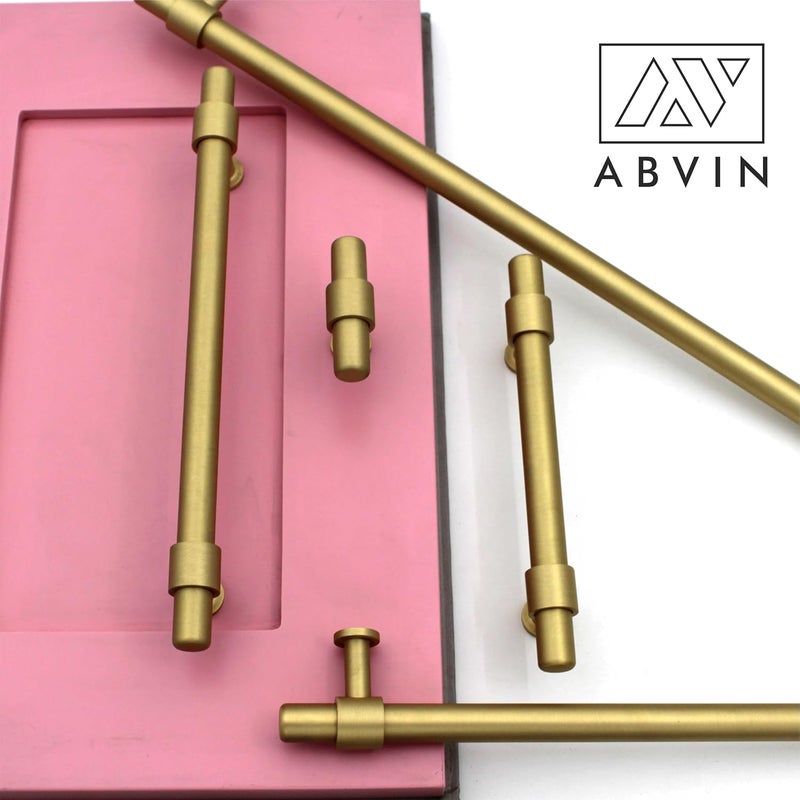 ABVIN Premium Solid Brass Round Cabinet Bar Pull Handles Matt Gold Furniture Hardware Drawers Kitchens Cupboard Door Made of Brass 50mm Knob - Image 3