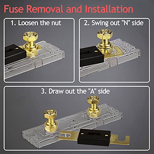 Hamolar 3 Pack 150 AMP ANL Fuse Holder Kit 0/2/4/8 Gauge AWG 150A Fuses Block for Car Audio - Image 2