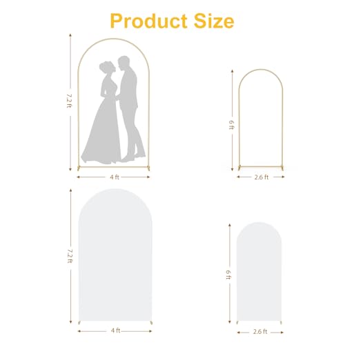 GRENTY Metal Arch Backdrop Stand and Cover Set 7.2FT/6FT, Wedding Arch Frame with Spiral Rotating Joint and 2 Wrinkle-Resistant Cover for Birthday, Anniversary, Wedding, Party, Baby Shower - Image 2