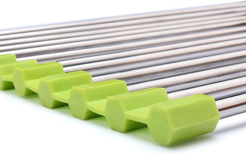 Luximal � Stainless Steel Foldable/Roll-Up Over Sink Fruit Vegetable Utensils Drying Rack Dish Drainer Mat for Kitchen 46.5 x 46 cm - Image 5