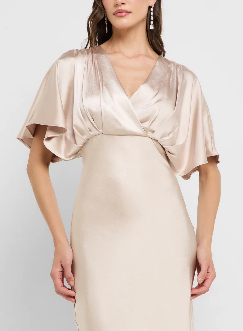 Style Cheat Satin V-neck Dress