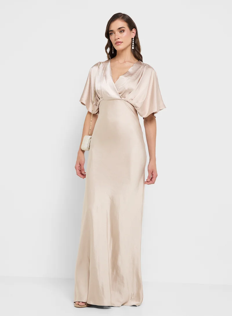 Style Cheat Satin V-neck Dress