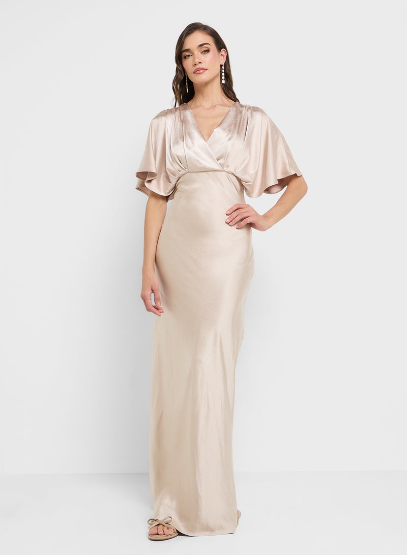 Style Cheat Satin V-neck Dress - Image 1