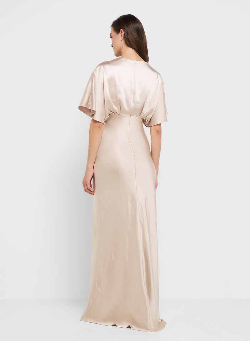 Style Cheat Satin V-neck Dress - Image 2