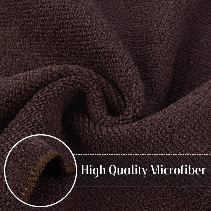 SINLAND Absorbent Microfiber Dish Cloth Kitchen Streak Free Cleaning Cloth Dish Rags Lens Cloths 12 Inch X 12 Inch 12 pack Dark Brown - Image 3