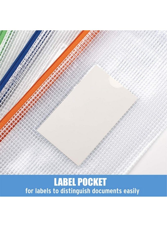 Sooez 24Pcs Mesh Zipper Pouch Bags With Label Pocket, A6 Pencil Pouch Bulk, Plastic Zipper Pouches For Organization, Zipper Bags For Toy, Game, Travel, School & Office Supplies Storage, 8 Colors - Image 4