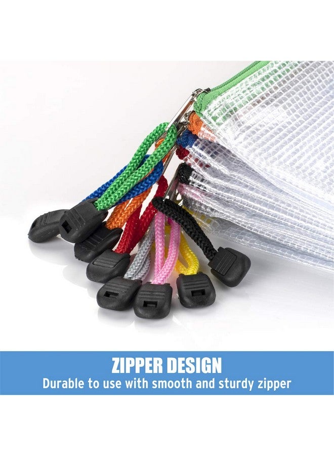 Sooez 24Pcs Mesh Zipper Pouch Bags With Label Pocket, A6 Pencil Pouch Bulk, Plastic Zipper Pouches For Organization, Zipper Bags For Toy, Game, Travel, School & Office Supplies Storage, 8 Colors - Image 5