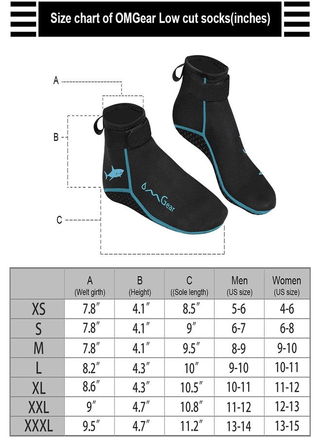 OMGear Water Socks Neoprene Socks Beach Booties Shoes 3mm Glued Blind Stitched Anti-Slip Wetsuit Boots Fin Swim Socks (3mm Low Cut/Aqua, 2XL) - Image 2