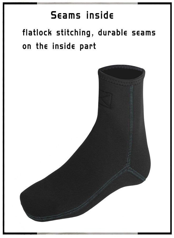 OMGear Water Socks Neoprene Socks Beach Booties Shoes 3mm Glued Blind Stitched Anti-Slip Wetsuit Boots Fin Swim Socks (3mm Low Cut/Aqua, 2XL) - Image 5