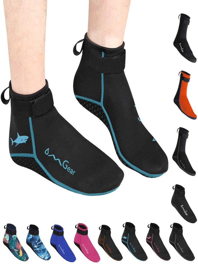 OMGear Water Socks Neoprene Socks Beach Booties Shoes 3mm Glued Blind Stitched Anti-Slip Wetsuit Boots Fin Swim Socks (3mm Low Cut/Aqua, 2XL) - Image 1