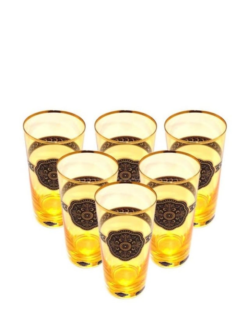 LTR 25089-300-50933 Tumbler 6-Pieces Set  300 Ml Capacity  Gold Brown Drinkware Water Juice Glass Guest Glasses Perfect For Gifting For Birthday Party And Housewarming  - Image 1