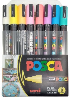Uni Mitsubishi Uni Mitsubishi Pencil  Posca Paint Marker Pen - PC-5M Medium Tip 18-25 mm 8 Soft Colours  - Image 2