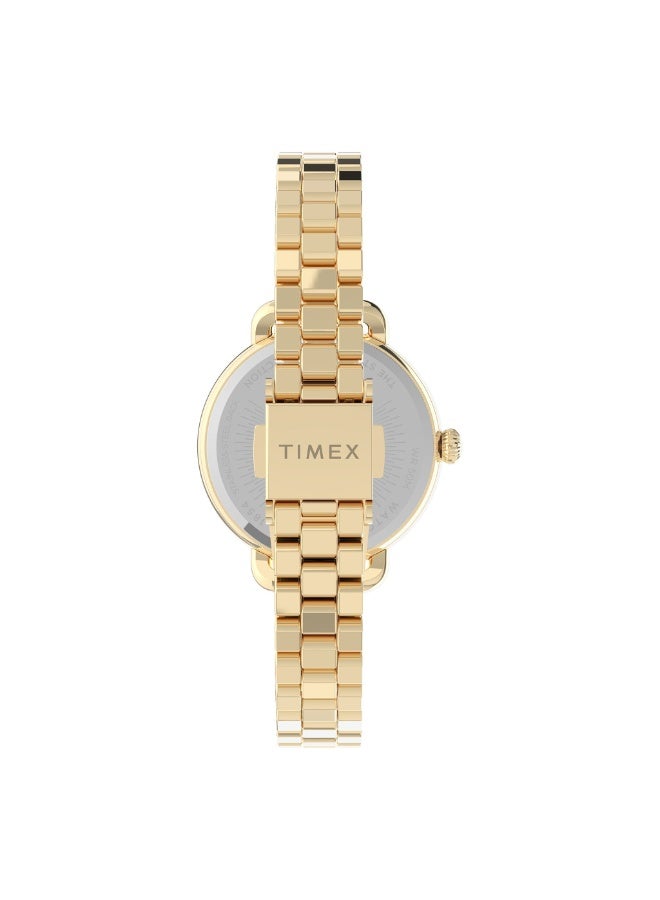 تيميكس ساعة TIMEX للنساء بهيكل نحاسية ذهبية وسوار فولاذي ذهبي - Image 3