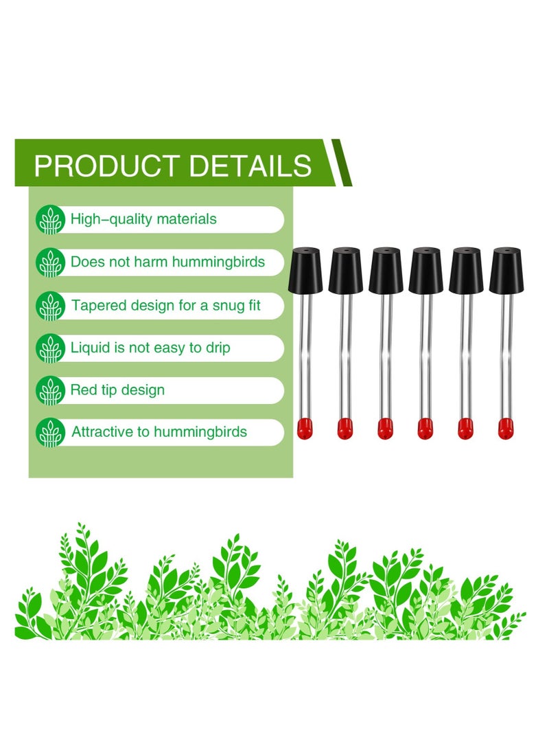 Excefore - 6 PCS Hummingbird Feeder Tubes with BB Hummingbird Feeder Replacement Parts, Bendable Garden Bird Feeder with Stoppers (Red) - Image 1