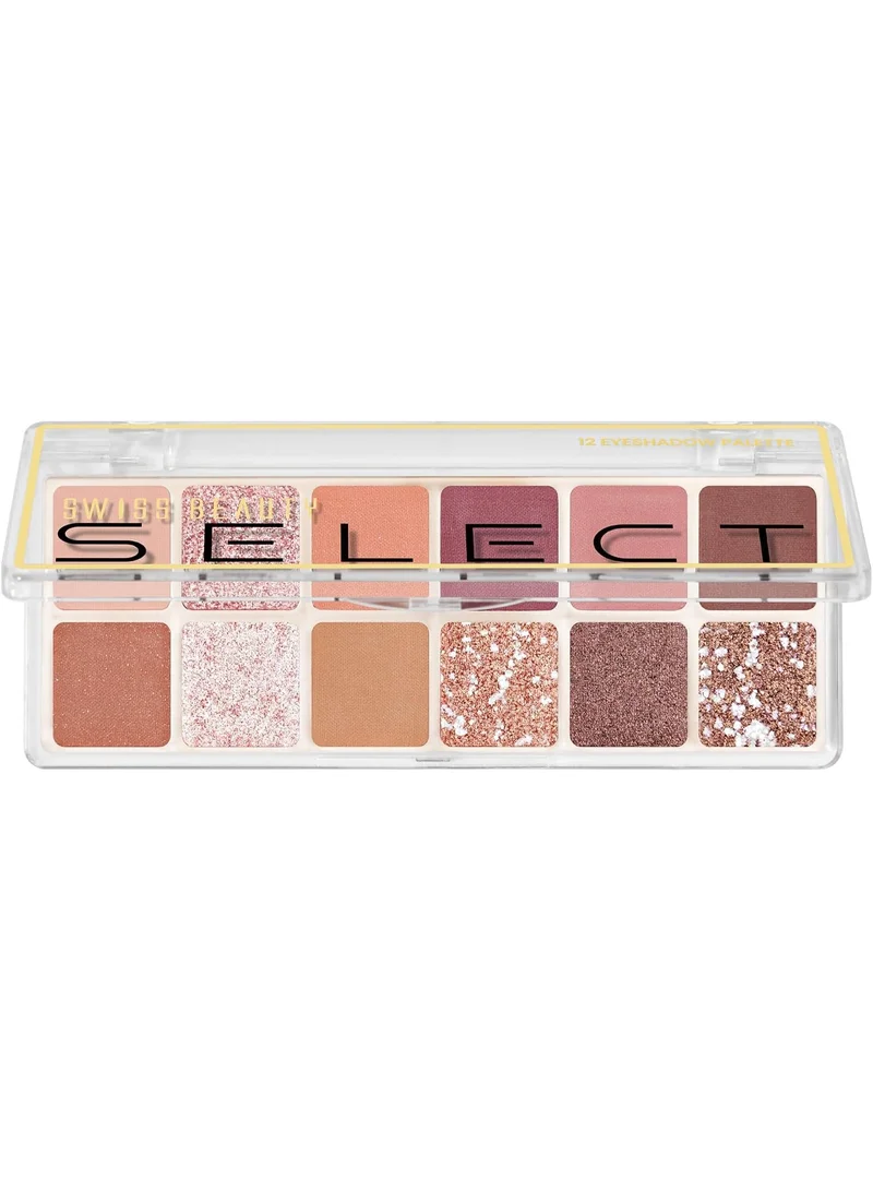 Swiss Beauty Swiss Beauty Select 12 shades Eyeshadow Palette | Mattes + Shimmers + Metallics | Shade - Slow Days, 10gm | 1 Count