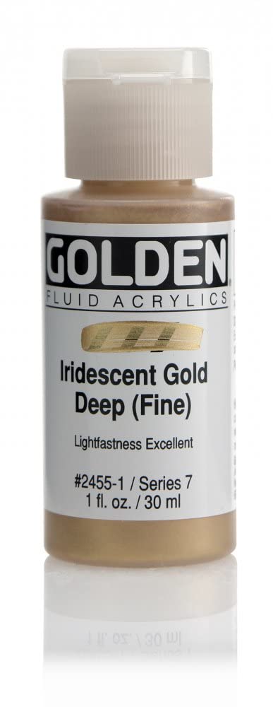 Fluid Acrylics by GOLDEN Iridescent Gold Deep Fine 1 fl oz Bottle Professional Acrylic Paint SemiOpaque