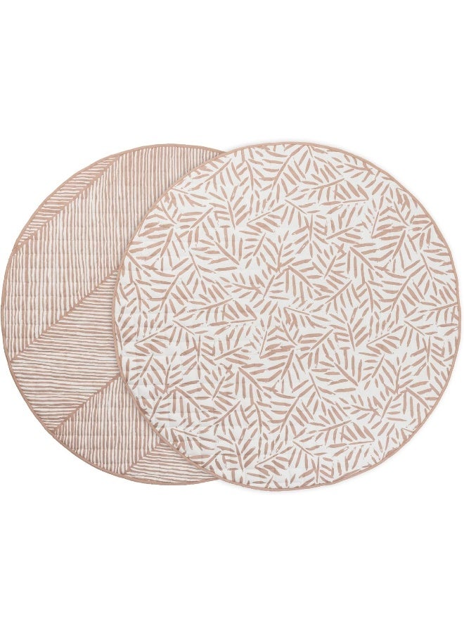 Toddlekind Baby Crawling Blanket Leaf Pattern Hand Stitched Organic Cotton Baby Play Mat 125cm Sea Shell/Soft Pink - Image 1