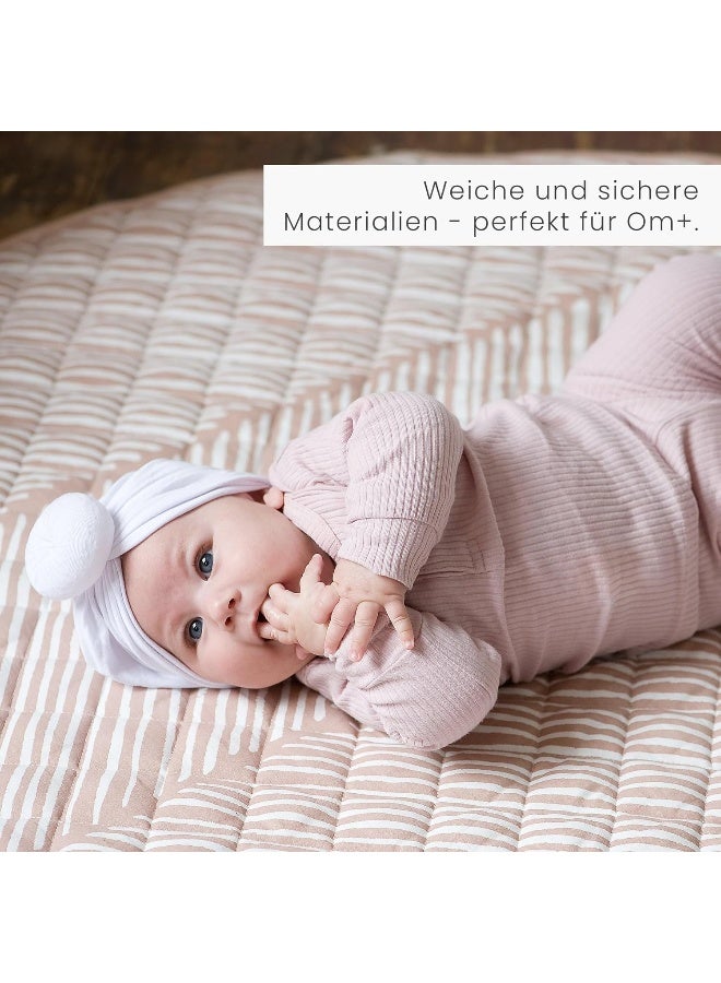 Toddlekind Baby Crawling Blanket Leaf Pattern Hand Stitched Organic Cotton Baby Play Mat 125cm Sea Shell/Soft Pink - Image 5