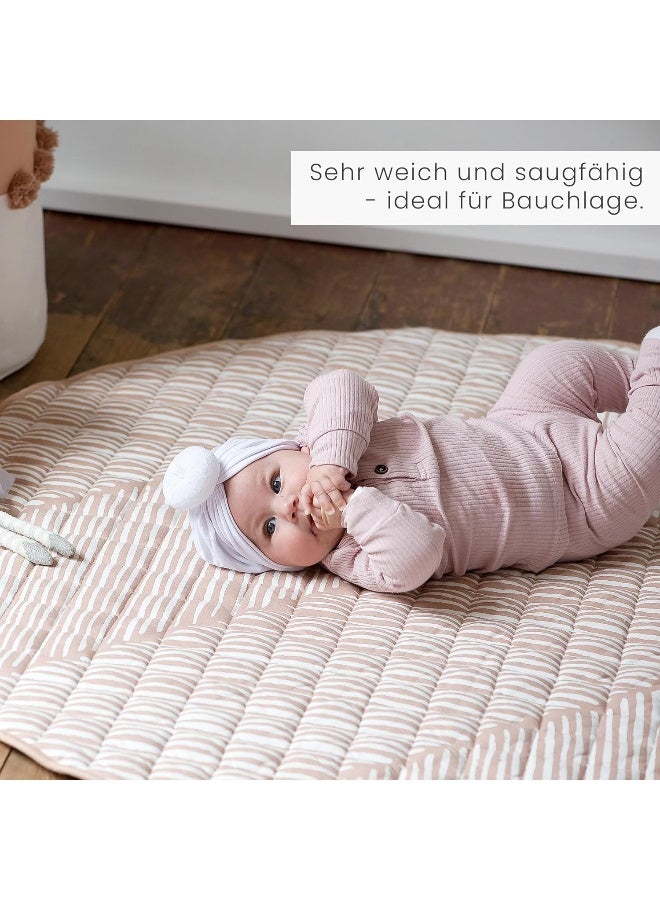 Toddlekind Baby Crawling Blanket Leaf Pattern Hand Stitched Organic Cotton Baby Play Mat 125cm Sea Shell/Soft Pink - Image 4