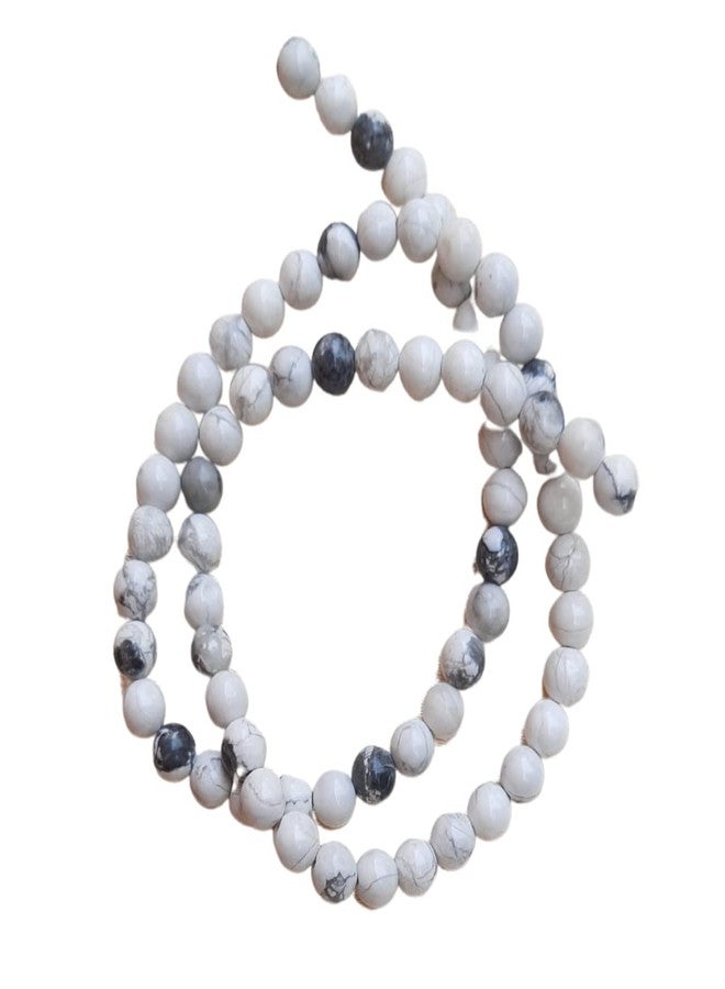 Maitri Export Natural Howlite Crystal - Stone/Beads/Gemstone 6mm Round Loose Beads in String for Making Necklace/Jewelry/Bracelet/Mala (Howlite) - Image 1