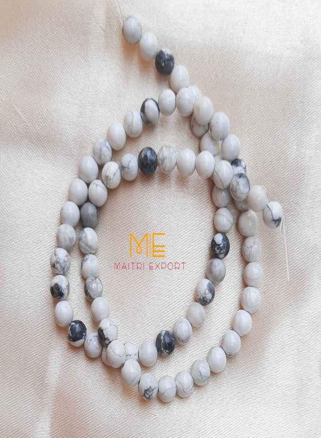 Maitri Export Natural Howlite Crystal - Stone/Beads/Gemstone 6mm Round Loose Beads in String for Making Necklace/Jewelry/Bracelet/Mala (Howlite) - Image 4