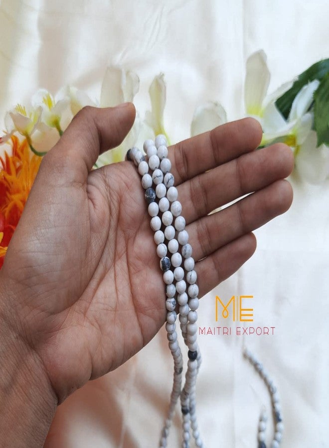 Maitri Export Natural Howlite Crystal - Stone/Beads/Gemstone 6mm Round Loose Beads in String for Making Necklace/Jewelry/Bracelet/Mala (Howlite) - Image 3