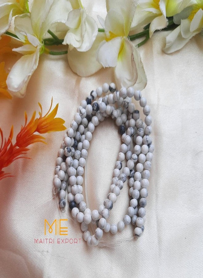 Maitri Export Natural Howlite Crystal - Stone/Beads/Gemstone 6mm Round Loose Beads in String for Making Necklace/Jewelry/Bracelet/Mala (Howlite) - Image 2