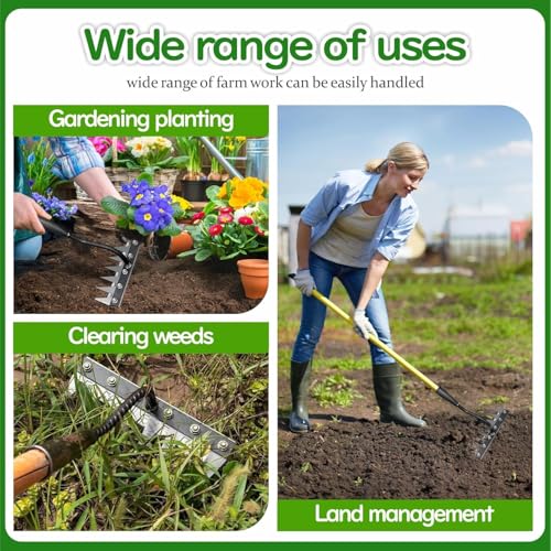 REDBUILD Iron Weeding Rake 2.0, Iron Rake for Gardening and Weedings, Heavy Duty Gardening Hand Weed Puller Tools, 8 Teeth Carbon Steel Garden Weedings Rakes for Lawn Care (8 Teeth) - Image 4