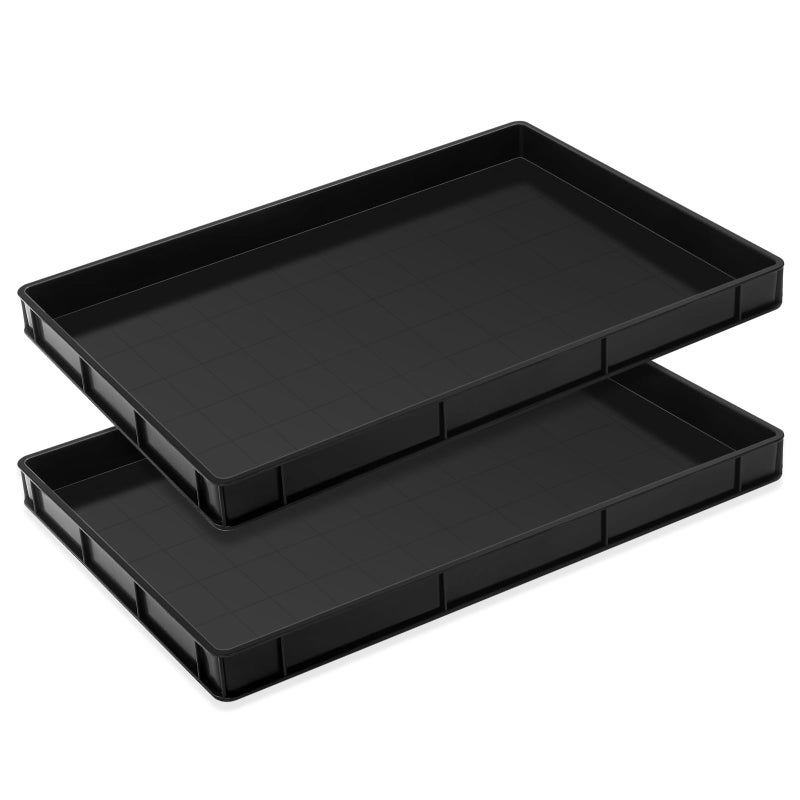 Baderke 24 x 155 Inches Oil Drain Pan for Changing Leak Proof Mini Fridge Drip Tray Plastic Oil Change Pan for Mini Fridges Air Conditioners Machinery Under Car2 PcsBlack189 Inch