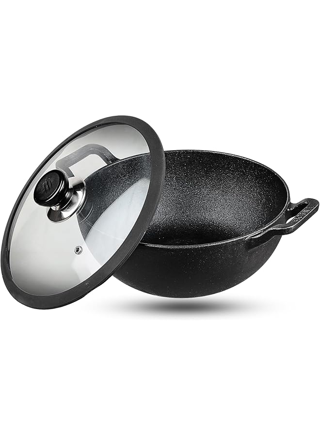 VINOD Legacy Pre Seasoned Cast Iron Kadai   22 Cm, Capacity 2.4 L, Induction Friendly, Black - Image 1