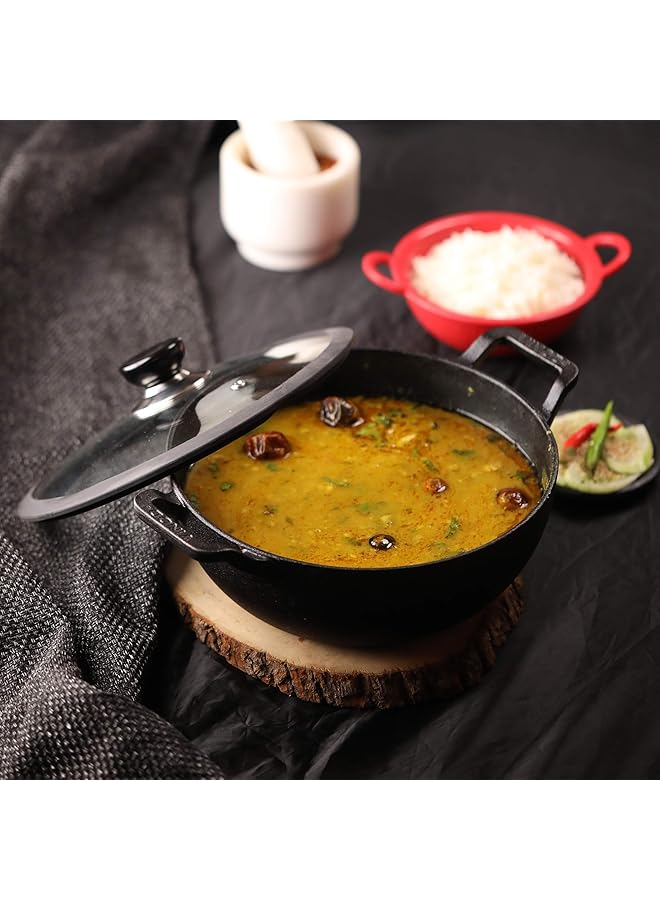 VINOD Legacy Pre Seasoned Cast Iron Kadai   22 Cm, Capacity 2.4 L, Induction Friendly, Black - Image 2