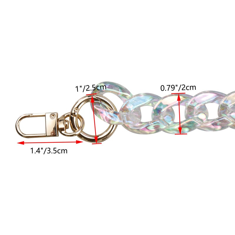 Pastlla Chunky Acrylic Purse Strap Bag Chain Handle Purse Chain Replacement for Handbag Purse Shoulder Bag (Colorful Transparent,17.7") - Image 2