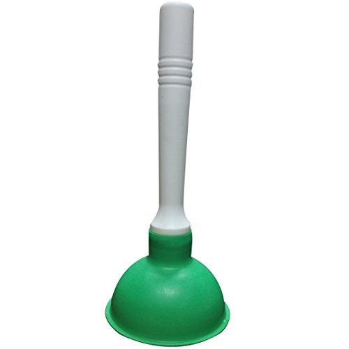 NewFerU Drain Plunger Small Hand Force Plumber Helper Little 4 inch Cup Clog Remover Tiny Rubber Unclogger in 9 Short Handle for Kitchen Sink Bathroom Toilet Shower Bath Tub Green - Image 1