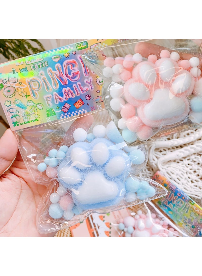2Pcs Squishy Toys, Novelty Decompress Toys, Squeeze Cat Paw Stress Ball Pinch PVC Sensory Toys for Relieving Fidget Rising Animal Shaped Novelty Things Birthdays Cosplay Party Gift Decorations - Image 1