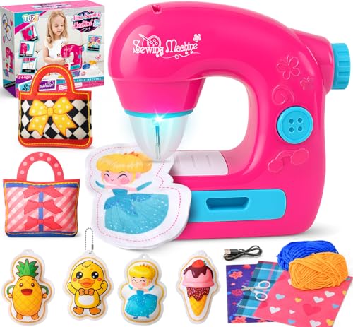 TUZT Mini Sewing Machine Toy Kit for Kids Beginners 22pcs Portable Electric Sewing Machine with Sewing Kit Light and Finger Guard Birthday Christmas Gift for Kids Girls 412 - Image 1